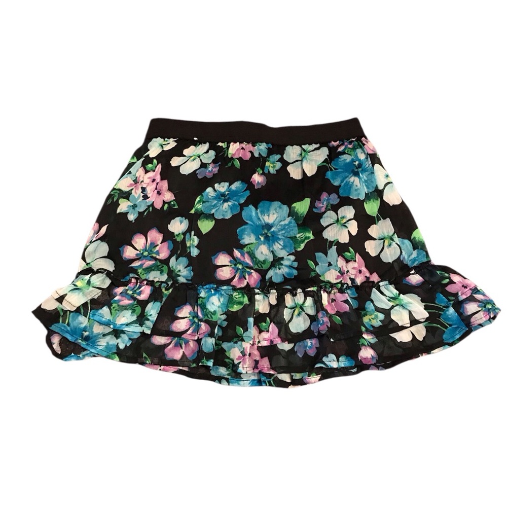 Aeropostale Black Floral Mini Skirt XS